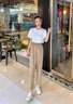 VHLK天絲亞麻褲子女2025夏季薄款高腰顯瘦小個(gè)子透氣棉麻哈倫褲九分褲 卡其色【天絲亞麻】 常規(guī) L 曬單實(shí)拍圖