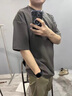 KOOSHI奢品夏季新款2025涼感短袖t恤男士高端潮牌圓領(lǐng)半袖寬松五分袖T恤 灰色 4XL 200-230斤 曬單實(shí)拍圖