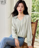 她享長(cháng)袖襯衫女春夏v領(lǐng)洋氣雪紡衫氣質(zhì)優(yōu)雅設計感小衫上衣女 T51S017 曬單實(shí)拍圖