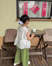 女童夏季套裝2025新款洋氣兒童衣服短袖褲子時(shí)尚小女孩飛袖兩件套 白色 薄款 140 cm 曬單實(shí)拍圖