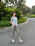 韓國瀾女士夏季涼感速干圓領(lǐng)T恤女大碼寬松透氣瑜伽服短袖上衣 TX06皎潔白(背部圓擺) L 曬單實(shí)拍圖