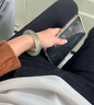 中國黃金淺青綠玉手鐲女岫玉鐲子玉鐲教師節生日禮物送女朋友老婆媽媽 【岫玉青提啵?！?6圈口 曬單實(shí)拍圖