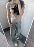 FSHE淺色天絲直筒牛仔褲女夏薄款大碼胖mm高腰顯瘦寬松垂感冰絲闊腿褲 懷舊藍(lán)天絲牛仔 常規(guī) S 【80-90斤】 曬單實(shí)拍圖