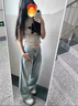 FSHE淺色天絲直筒牛仔褲女夏薄款大碼胖mm高腰顯瘦寬松垂感冰絲闊腿褲 懷舊藍(lán)天絲牛仔 常規(guī) S 【80-90斤】 曬單實(shí)拍圖