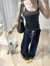 AAISUP深藍(lán)色彎刀闊腿牛仔褲女2025年夏季新款寬松設(shè)計(jì)感木耳邊直筒褲子 深藍(lán)色 S 曬單實(shí)拍圖