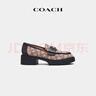 蔻馳（COACH）女士女鞋經(jīng)典標志提花織物L(fēng)EAH樂(lè )福鞋時(shí)尚輕奢鞋子 可可色/黑色 36.5 曬單實(shí)拍圖