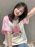 一寸相思純棉粉色t恤女夏季短袖2025新款寬松顯瘦插肩袖休閑百搭半袖上衣 粉杏-戴帽女孩 L 推薦100-110斤 曬單實拍圖