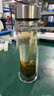 明霞雙層玻璃杯男士玻璃茶杯茶水分離大容量便攜飲用水杯女耐高溫杯子 鋼本色450ml 【加厚杯底】 曬單實(shí)拍圖