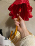 創(chuàng  )京懿選新品婚慶結婚新娘傘接親出嫁大紅傘色長(cháng)柄蕾絲邊喜慶自動(dòng)雨傘 紅色612傘面無(wú)圖無(wú)字 97cm 曬單實(shí)拍圖