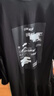 S.DEER圣迪奧女夏季時(shí)尚圓領(lǐng)字母抽褶不規則短袖連衣裙S22281241 黑色/91 L 170 曬單實(shí)拍圖
