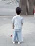 DOMIAMIAKIDS漢服兒童古風套裝夏季唐裝表演出服寶寶周歲禮服中式男女童裝 新中式套裝男款 110 （100-110cm/32-40斤） 曬單實拍圖