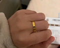 老鳳祥亮面鉆紋黃金戒指足金閉口指環(huán)素戒男女情侶對戒送對象節(jié)日禮物 足金戒指10#(約1.56g) 曬單實拍圖