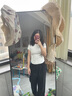 嫻柔不規(guī)則正肩短袖t恤女夏設計感弧形下擺抽褶辣妹緊身短款女裝上衣 白花灰【褶皺款】 卡碼拍大 L 【100-110斤】 曬單實拍圖