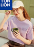 唐獅短袖T恤女夏季新款后背線(xiàn)條卡通圖案寬松圓領(lǐng)半袖上衣 淺紫 M 曬單實(shí)拍圖