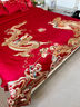 中式高檔大紅龍鳳刺繡全棉純棉婚慶四件套結婚禮喜被陪嫁床上用品 至尊龍鳳四件套 1.5m（5英尺）床 曬單實(shí)拍圖