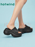 熱風(fēng)厚底女拖鞋夏季新款小個(gè)子戶(hù)外增高休閑沙灘涼拖百搭一字拖 01黑色（H62W25205） 36-37 S 曬單實(shí)拍圖
