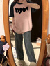 妙奕嘉短袖t恤女純棉高端洋氣潮流顯瘦遮肚子女士夏季衣服新款上衣半袖 黑粉插肩波浪符短袖 L 【建議95-125斤】 曬單實(shí)拍圖