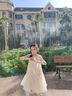 迪士尼公主裙女童生日禮服夏季新款兒童裙子女孩高級(jí)連衣裙童裝蓬蓬裙 杏色 140 曬單實(shí)拍圖