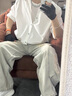 POUM藍色破洞牛仔褲男裝夏季潮牌設計感小眾高街痞帥炸街vibe直筒長褲 DFFS-426藍色 XL 【120-135斤】 曬單實拍圖