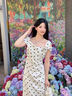 爾山集法式氣質(zhì)白色波點連衣裙子女裝夏季2025新款立體花朵收腰包臀長裙 法式氣質(zhì)波點連衣裙 M （100-109斤） 曬單實拍圖