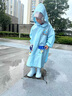 牧萌兒童雨衣男童女童防水全身雨披幼兒園小學(xué)生上學(xué)專(zhuān)用雨鞋套裝雨具 【按扣款】藍太空人兩件套（鞋碼備注） XL（建議身高110-120cm） 曬單實(shí)拍圖