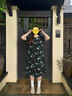 MsShe【新中式印花緞面】大碼女裝2025夏裝胖mm釘珠旗袍連衣裙子 黑色現(xiàn)貨 2XL 曬單實拍圖