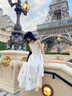 GUYN法式白色連衣裙女碎花刺繡2025夏新款清冷感白月光無(wú)袖度假長(zhǎng)裙子 白色 S 均碼 曬單實(shí)拍圖