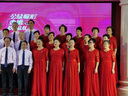 大合唱演出服女長裙中老年合唱團(tuán)服裝大學(xué)生舞臺服主持人合唱禮服 紅色蕾絲長裙 4XL 曬單實(shí)拍圖