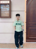 哈羅小黃鴨 HAL.DUCK新款中大童童T恤短袖韓版潮流polo衫寬松字母印花吸汗透氣男裝 綠色T恤 120 cm 曬單實拍圖