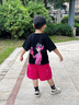 mlgt kids童裝兒童夏季套裝2025新款痞帥男童短袖T恤工裝短褲女童夏裝 黑色 套裝【短袖T恤+短褲】 100 曬單實(shí)拍圖