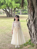 乖奇奇（ALERTCHYCHY）兒童禮服公主裙中國(guó)風(fēng)花童婚禮主持人女童鋼琴演奏演出服古箏服裝 香檳色1247中袖長(zhǎng)款 130 曬單實(shí)拍圖