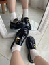 回力女鞋厚底樂福鞋女春夏季新款英倫風(fēng)黑色小皮鞋女百搭休閑單鞋 黑色（C扣 ） 37 曬單實拍圖