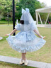 哈羅小黃鴨（G.DUCKKIDS）2025新款夏秋甜美粉色蓬蓬紗短袖連衣裙子冰雪奇緣愛莎同款小 藍(lán)色裙子送頭紗 90 cm 曬單實拍圖