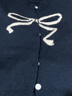 SNYDER WEAR韓系小個子短款蝴蝶結(jié)提花針織開衫女夏季新款學院風百搭毛衣外套 藏青色 常規(guī) S 建議75-95斤 曬單實拍圖