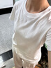 本來BENLAI女士短袖T恤純棉圓領(lǐng)t恤夏季新款簡約純色打底衫t恤女 本白 S 曬單實拍圖