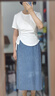 她池短袖T恤2025夏裝新款女裝設(shè)計(jì)感捏褶不規(guī)則圓領(lǐng)套頭上衣 曬單實(shí)拍圖