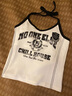 NO ONE ELSE系帶掛脖背心女士2025夏季新款字母印花外穿無(wú)袖上衣 白色 （內含胸墊） M 曬單實(shí)拍圖