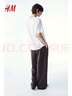H&M女裝休閑褲2025氣質(zhì)簡約高腰寬松直筒通勤商務(wù)西褲長褲1264877 深棕色 L 170/88 曬單實拍圖