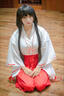 歐維沃日系動漫演出服萬圣節(jié)桔梗巫女cosplay日式和服女皇之刃巫女 衣服套裝+襪子 L 曬單實拍圖