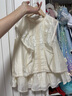 LELE JOVElelejove北歐風(fēng)女童公主裙精致刺繡25夏上新女寶緞光質(zhì)感連衣裙 梨花白-背心 120 cm 曬單實(shí)拍圖