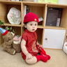 G.DUCKKIDS小黃鴨寶寶周歲禮服夏季紅色短袖百日宴嬰兒衣服夏季薄款0-6個(gè)月 紅色喜慶抓周服 66cm 66碼0-3月建議寶寶4-6公斤 曬單實(shí)拍圖