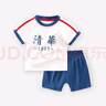 迪迪熊日記（DIDIXIONGRIJI）2件裝兒童套裝夏季短袖短褲小孩衣服0-1歲女童夏裝嬰兒男外出套裝 短袖套裝(小熊貓+綠色條紋熊) 90 CM 曬單實(shí)拍圖