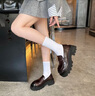 ZUOSAISI品牌皮鞋女厚底真皮一腳蹬樂(lè)福鞋女2025秋季新品女鞋復(fù)古百搭鞋子 棕色 34 曬單實(shí)拍圖