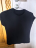 【阿瑪尼制造商】2026莫代爾夏季新款女裝優(yōu)雅圓領(lǐng)短袖T恤女顯瘦 玉石黑 M 90-105斤 曬單實(shí)拍圖