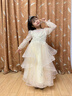 乖奇奇（ALERTCHYCHY）兒童禮服公主裙花童婚紗小女孩長(zhǎng)袖主持人女童鋼琴演奏演出服秋冬 香檳色長(zhǎng)袖長(zhǎng)款 130cm 曬單實(shí)拍圖