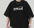 Homlean短袖T恤男夏季寬松休閑印花半袖打底衫情侶裝上衣H0010黑色XL 曬單實(shí)拍圖