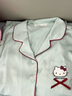 果殼（Gukoo）冰絲睡衣女春秋款HelloKitty聯(lián)名簡約女士家居服套裝 淺水綠 M  曬單實拍圖