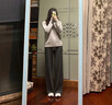 TKSY2025年秋冬氣質(zhì)闊腿褲女軟糯寬松休閑直筒外穿長褲高腰羊絨云朵褲 燕麥色 M【90-100斤】 曬單實拍圖