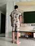 路讓宋男士睡衣夏季冰絲短袖套裝2025年夏天男式薄款大碼仿真絲家居服 卡通睡衣套裝 XL 【推薦115-135斤】 曬單實拍圖