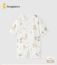 童泰（TONGTAI）嬰兒連體衣夏季純棉寶寶衣服新生兒哈衣爬服無骨睡衣提花橘色73cm 曬單實拍圖